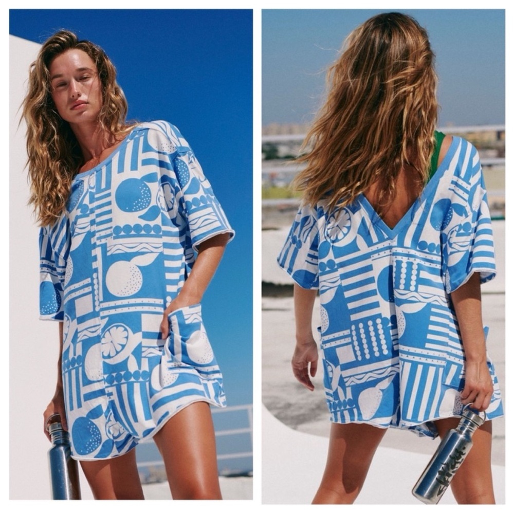 FREE PEOPLE FP Movement Hot Shot Printed Tee Romper NWT - Picture 4 of 5